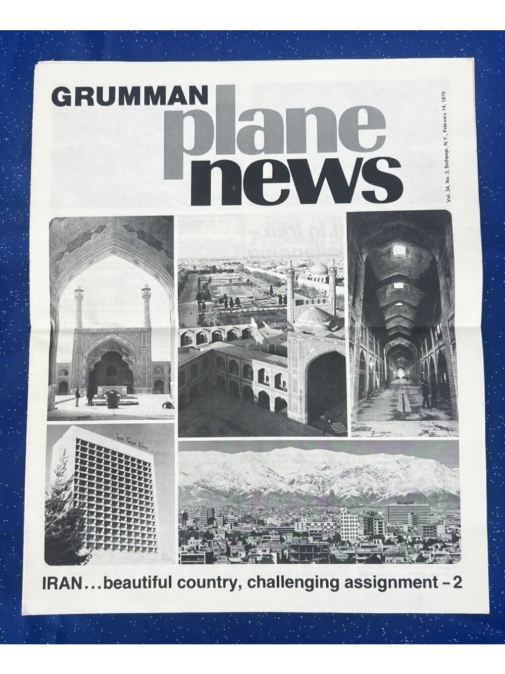 Grumman Plane News Vol. 34 #3 Feb 14, 1975 Vintage Newspaper Grumman Aerospace